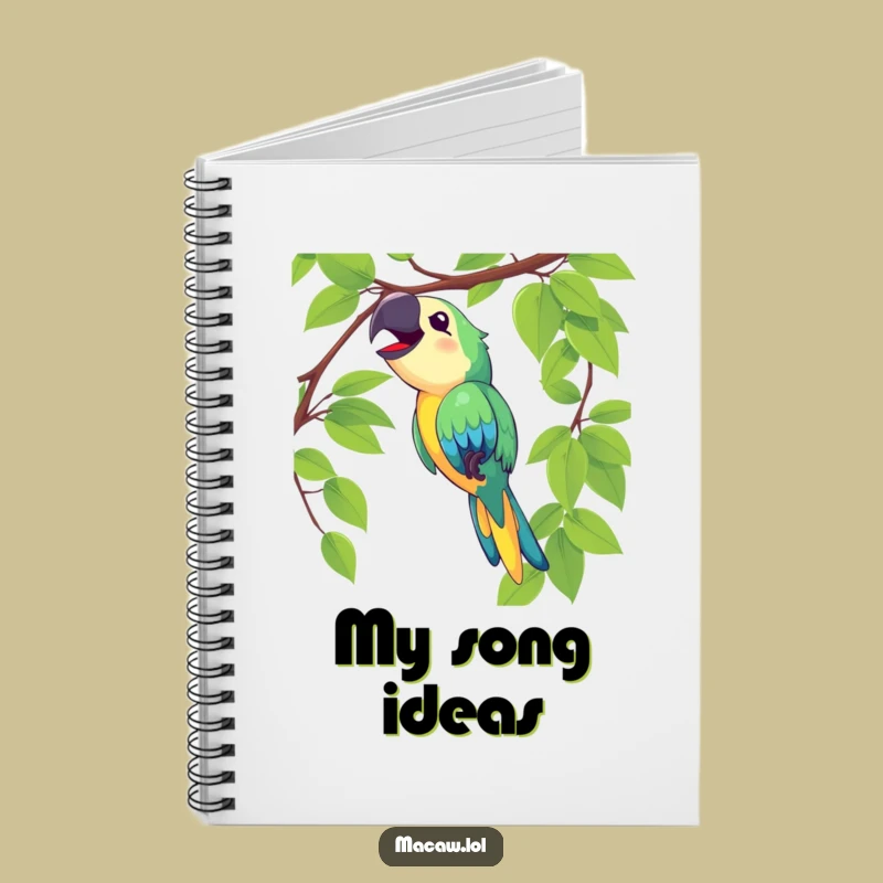 Funny Macaw Swinging Notebook - Joyful Bird Journal, Write Happy Notes
