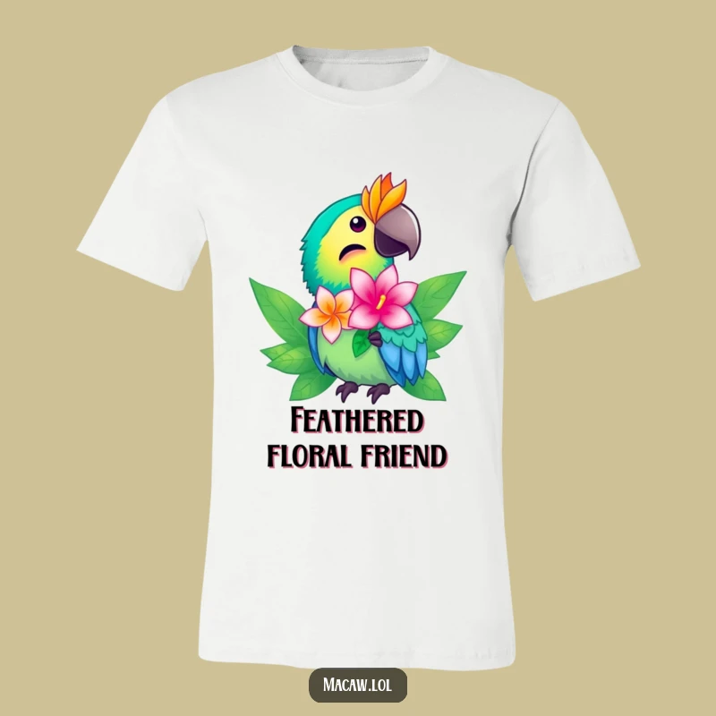 Funny Macaw Flower T-Shirt - Vibrant Tropical Bird Tee, Nature Gift