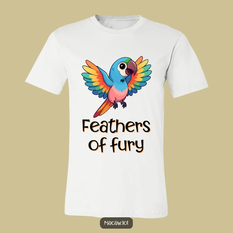 Funny Kawaii Macaw T-Shirt: Vibrant Swirl Apparel, Perfect Artistic Gift