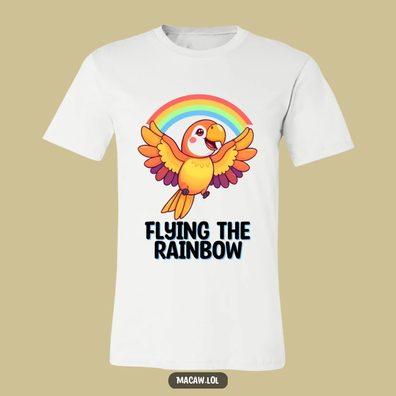 Funny Macaw Rainbow T-Shirt: Cheerful Wingspan Tee, Colorful Gift Apparel
