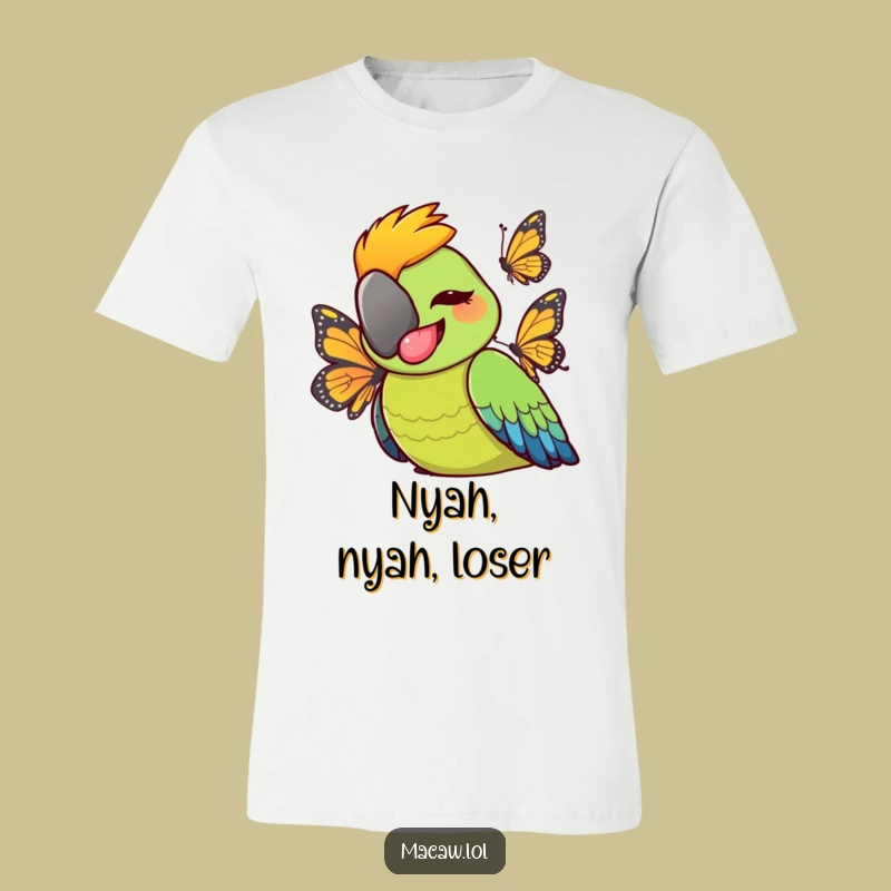 Funny Cheeky Macaw Tongue Out T-Shirt - Playful Bird Tease Tee