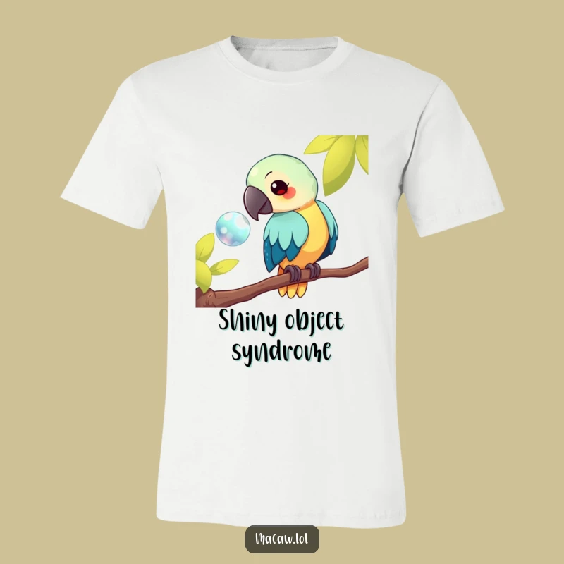 Funny Kawaii Macaw T-Shirt: Curious Cartoon Apparel, Hilarious Gift