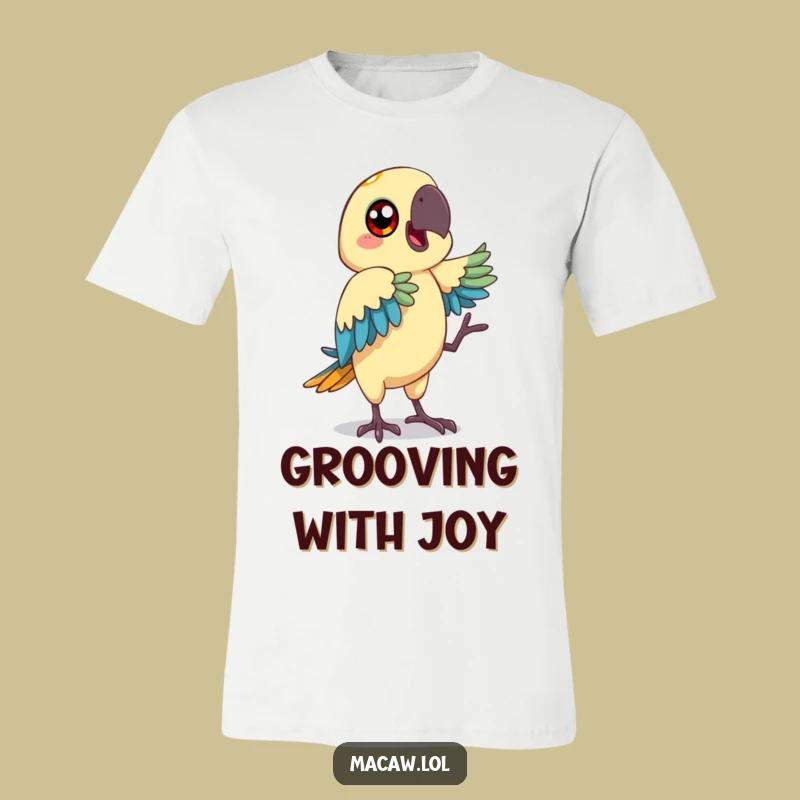 Funny Macaw Dancing T-Shirt - Happy Tropical Bird Tee, Funky Gift