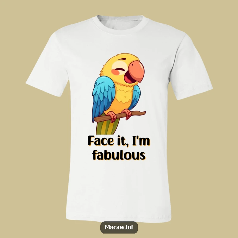 Funny Macaw Face T-Shirt: Quirky Bird's Hilarious Perch Attempt - Great Gift!