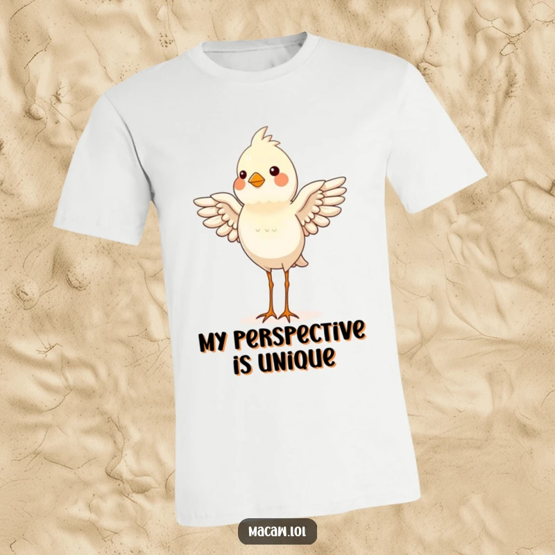 Funny bird balancing proudly on its head, wings outstretched, a symbol of quirky achievement.