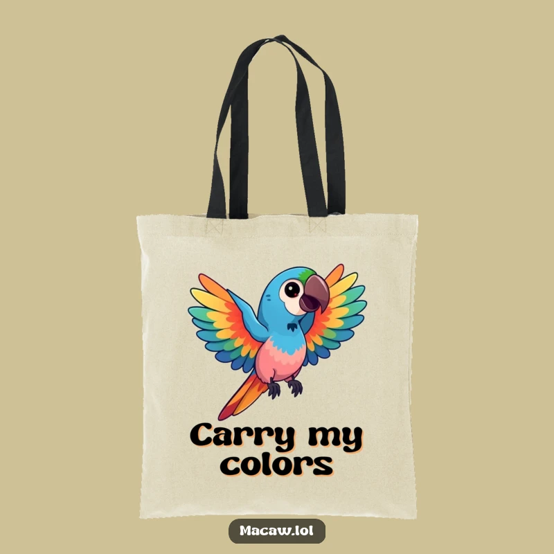 Funny Kawaii Macaw Tote Bag: Vibrant Carryall, Perfect Artistic Gift