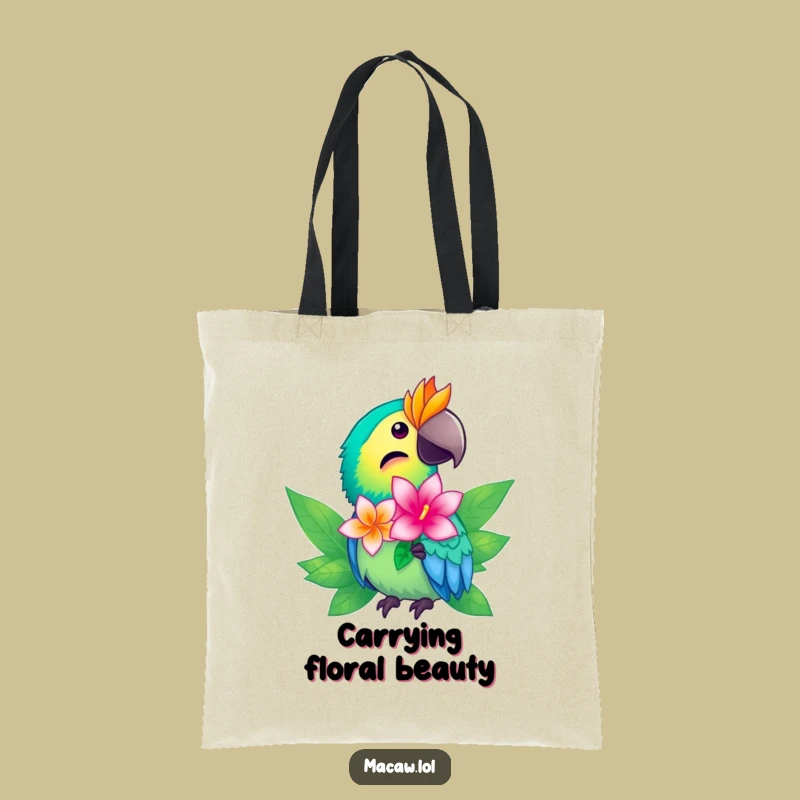 Funny Macaw Flower Tote Bag - Tropical Bird Gift, Carry Nature's Beauty