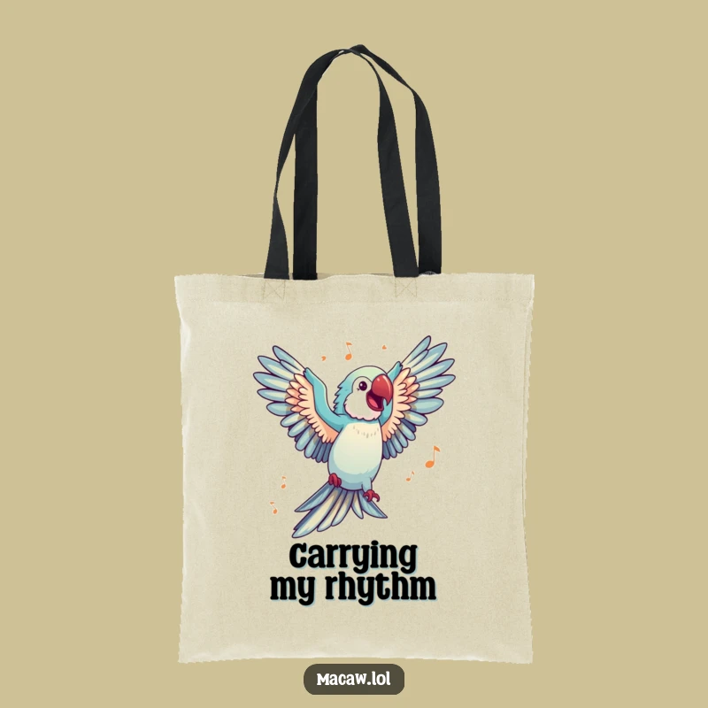 Funny Dancing Macaw Tote Bag: Music Lover, Carry-All Gift