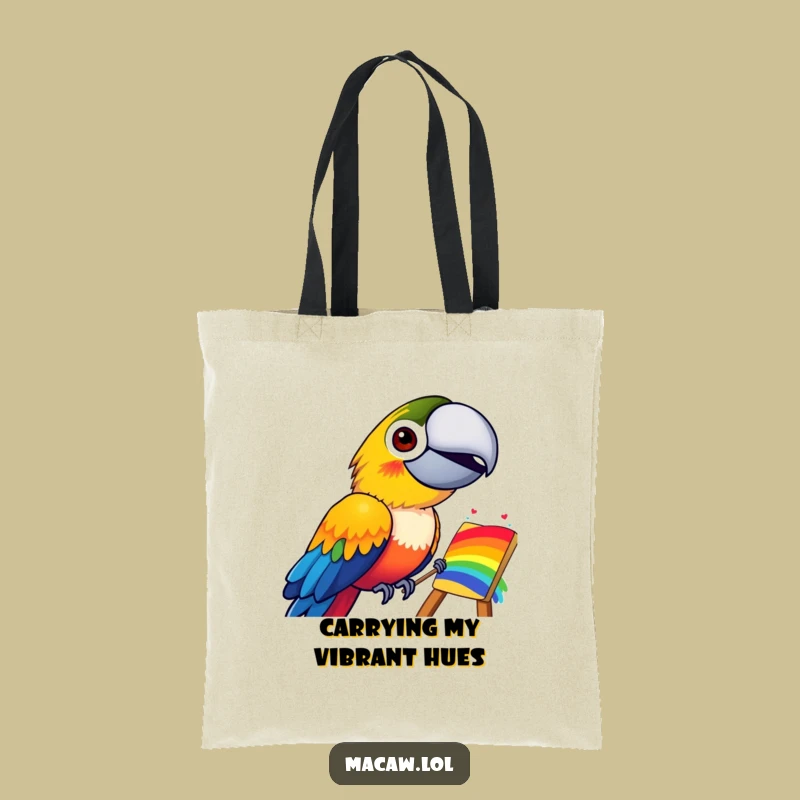 Funny Macaw Rainbow Painting Tote Bag: Vibrant Bird Art Carry-All Gift