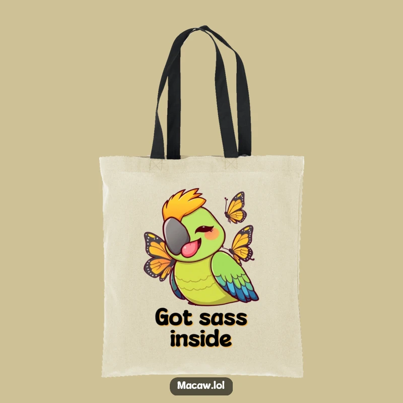 Funny Cheeky Macaw Tongue Out Tote Bag - Carry Your Playfulness