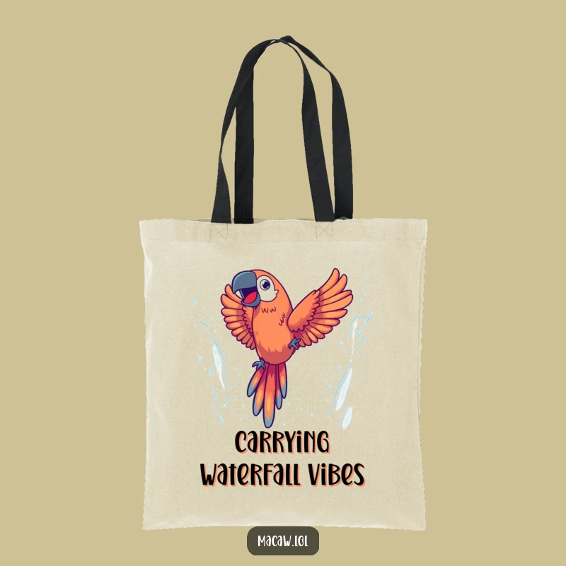 Funny Energetic Macaw Tote Bag, Carry Your Waterfall Adventure Gear