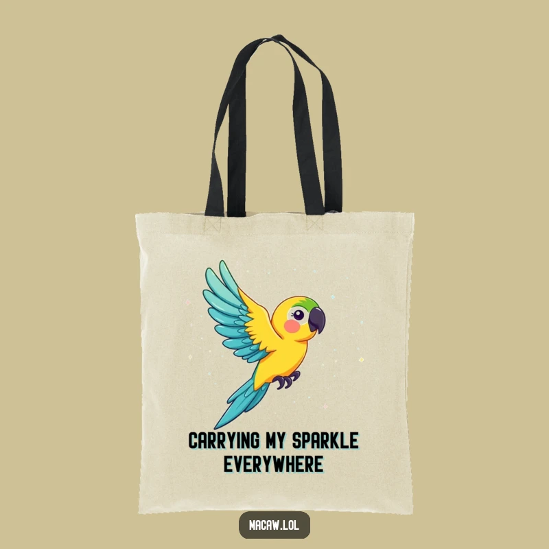 Funny Macaw Glitter Tote Bag: Carry Your Laughs in Sparkly Style