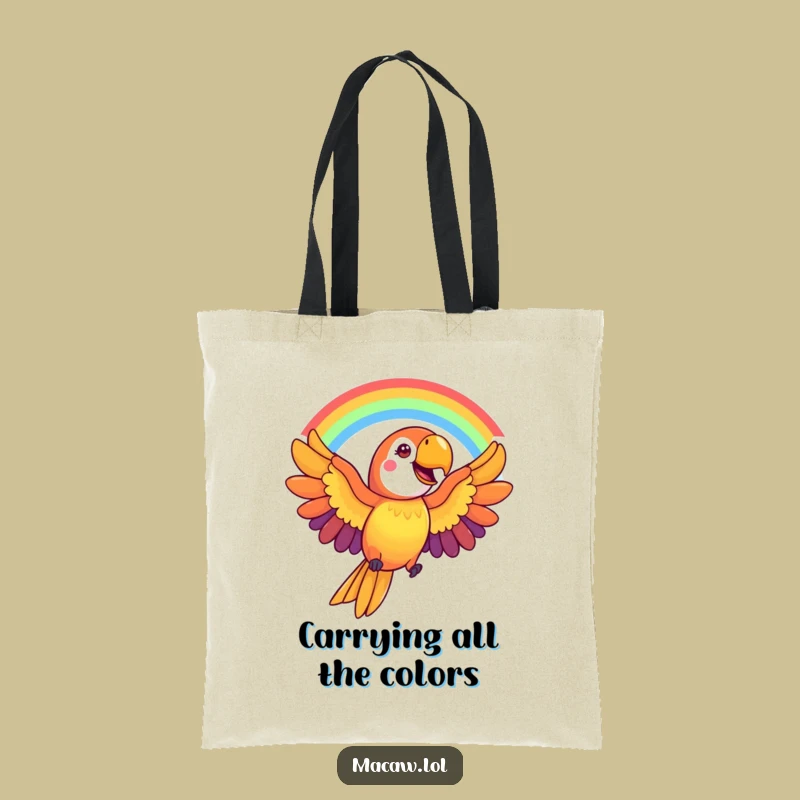 Funny Macaw Rainbow Tote Bag: Vibrant Bird Carrier, Practical & Cheerful Gift