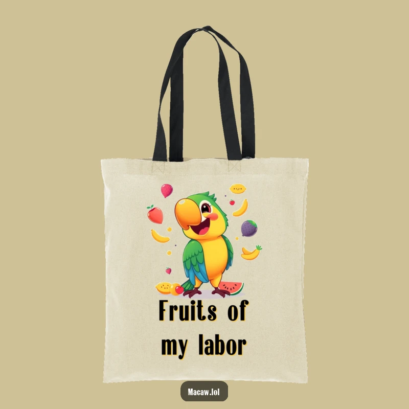 Funny Macaw Tote Bag: Smiling Juggler, Fruit Carrier, Unique Gift