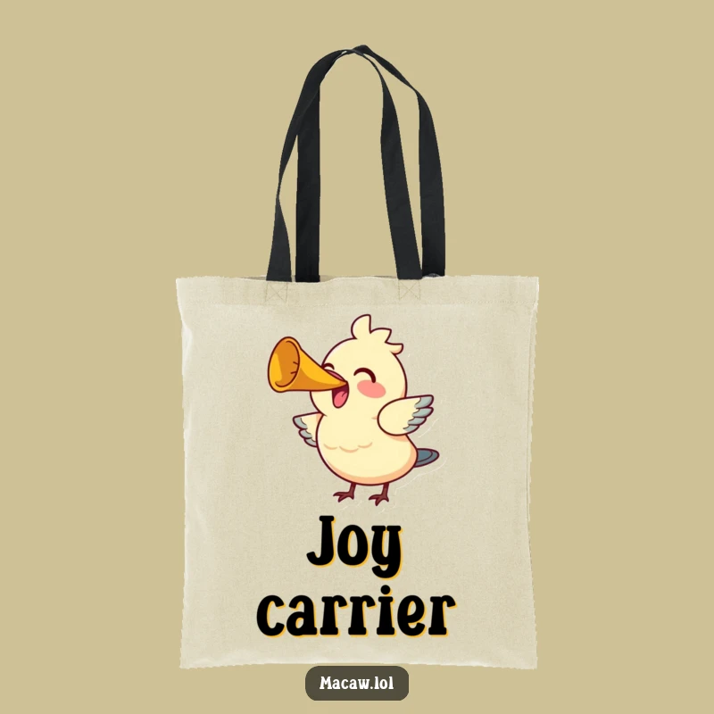 Funny Joyful Bird Horn Tote Bag - Cheerful Avian Music Carryall Gift