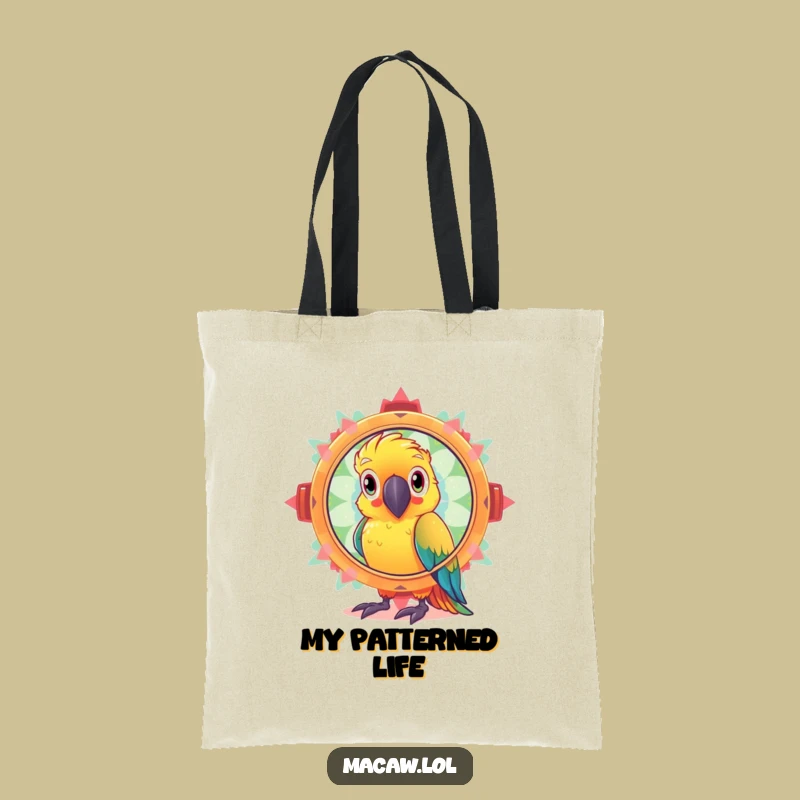 Funny Kaleidoscope Macaw Tote Bag: Curious Bird's Sparkly Journey Gift