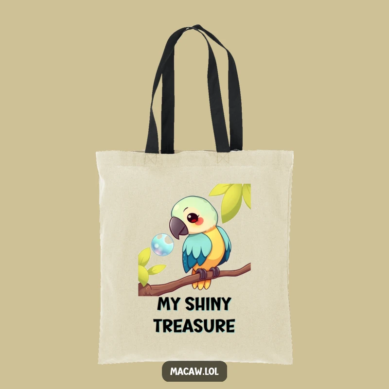 Funny Kawaii Macaw Tote Bag: Quirky Carryall, Perfect Shiny Gift