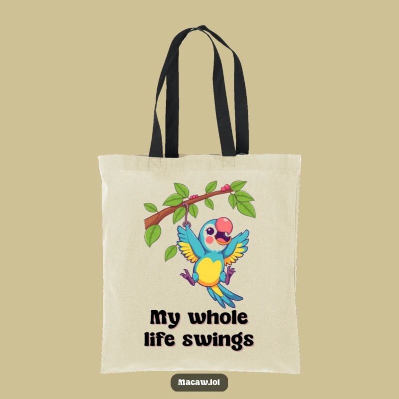 Funny Excited Macaw Swinging Tote Bag - Playful Humorous Accessory for All