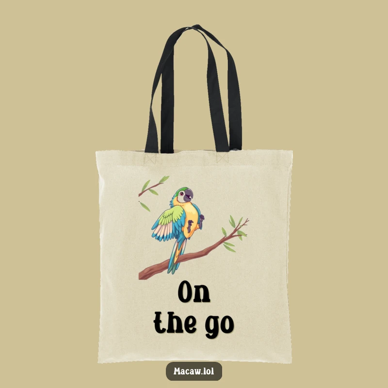 Funny Macaw Acrobat Tote Bag - Dramatic Bird Leap Carryall Gift