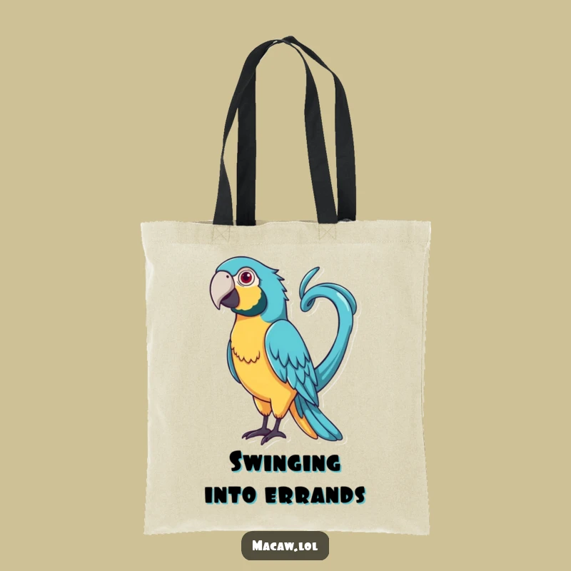 Funny Curly Tail Macaw Tote Bag: Carry Your Playfulness Around